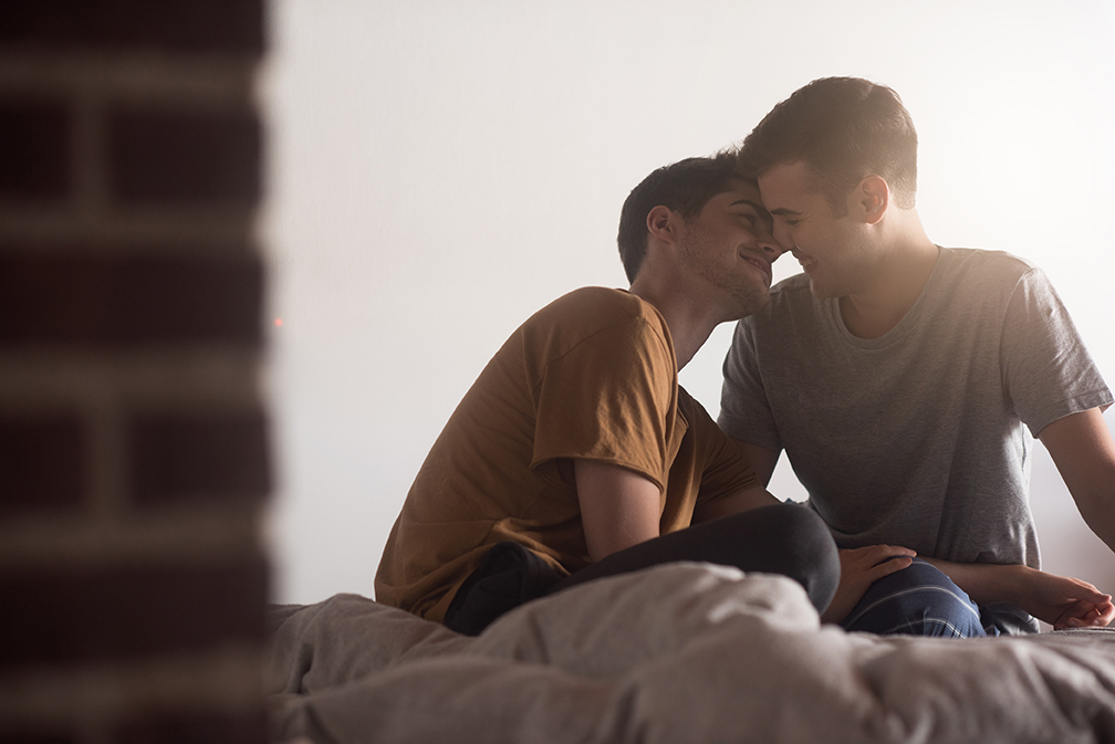 Cute couple sharing a special moment in the morning