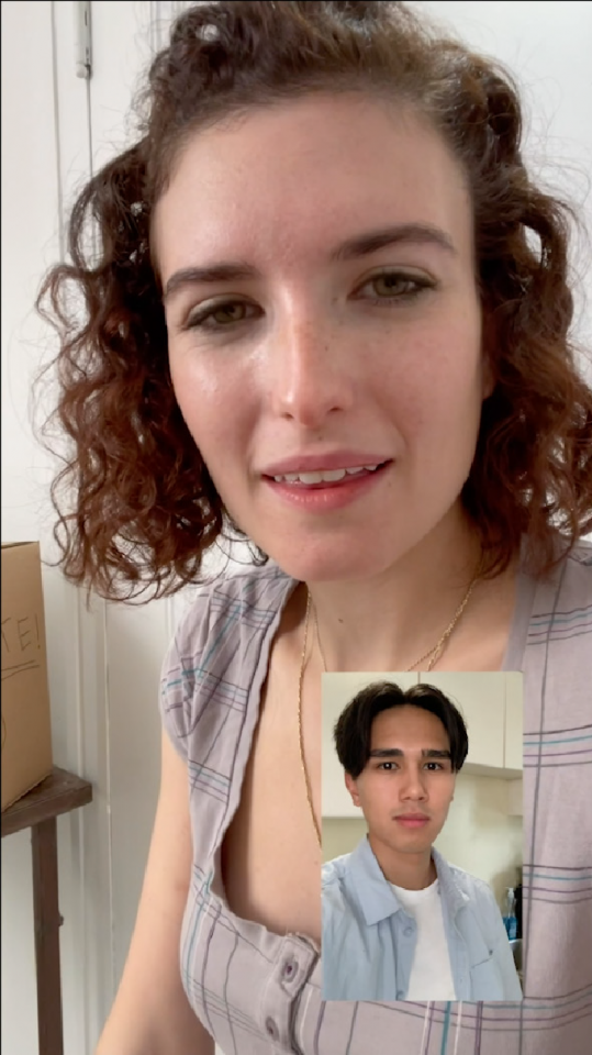 A screenshot of Julie and Greg facetiming.